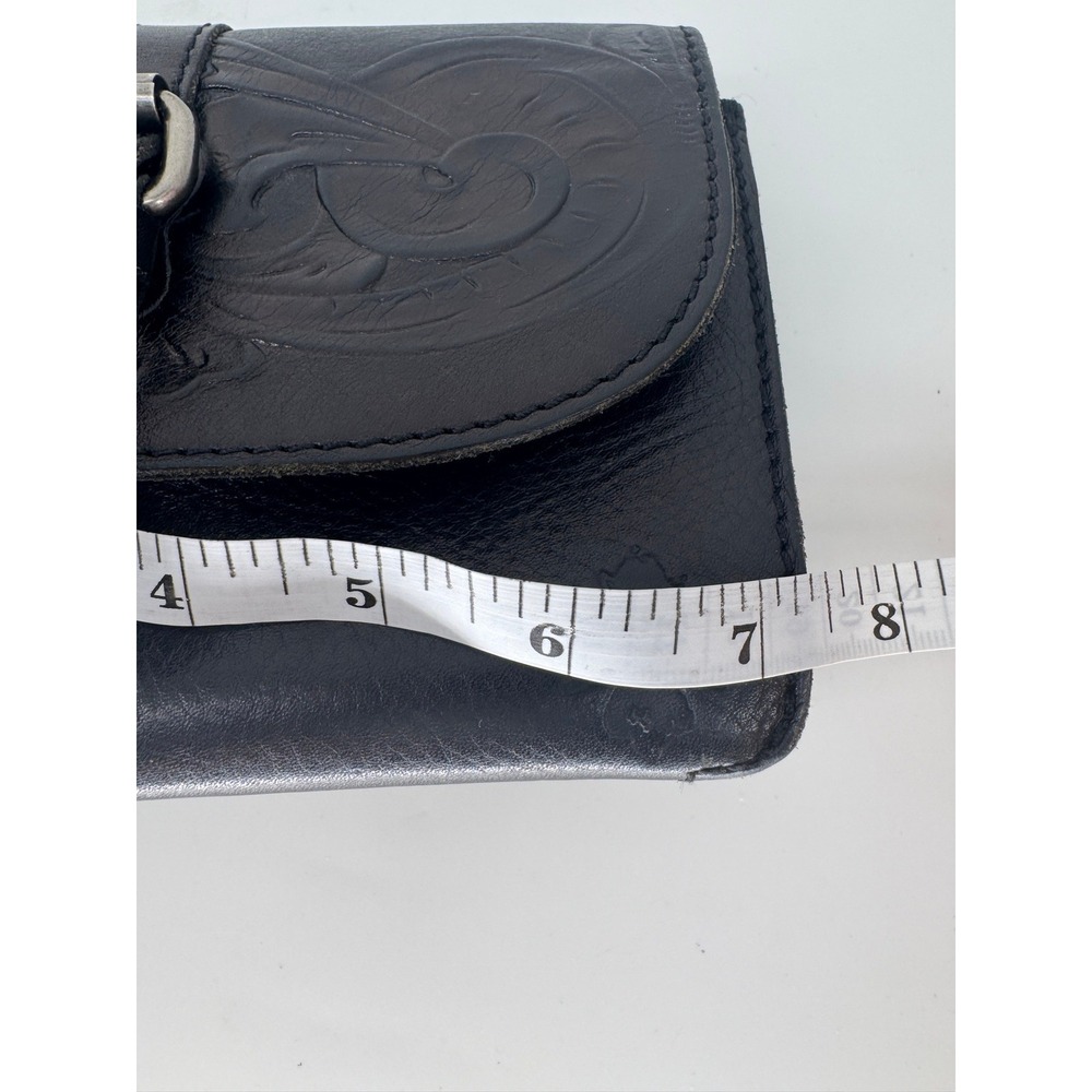 Patricia Nash Torri Black Tooled Leather Crossbody Bag Floral Embossed Boho West - Picture 10 of 11